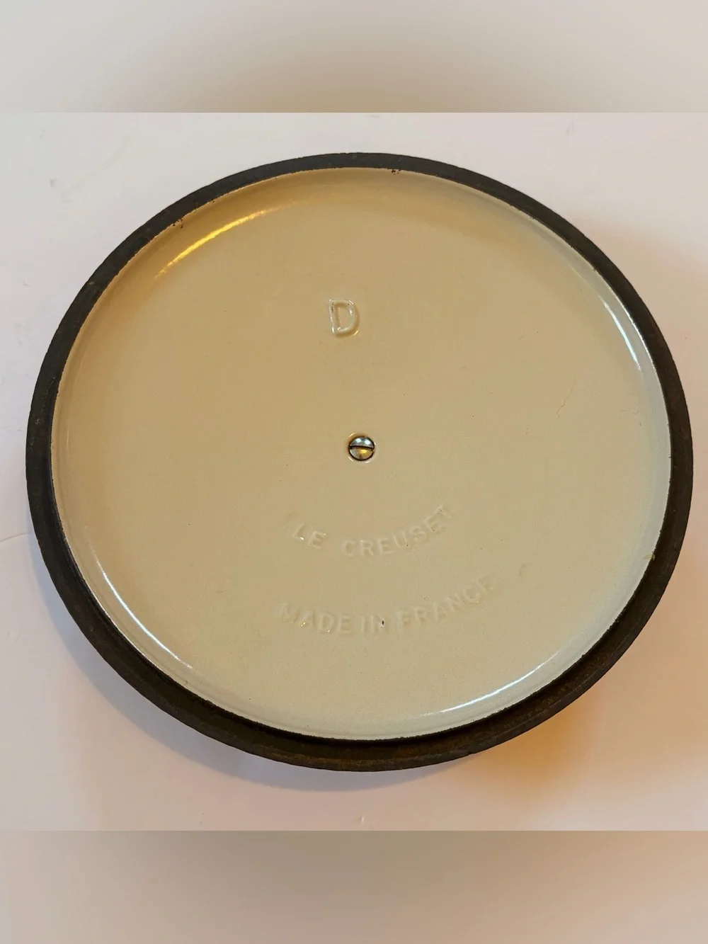 Le Creuset “D” 9” Orange Flame Volcanic Cast Iron Enamel Replacement Lid Only
